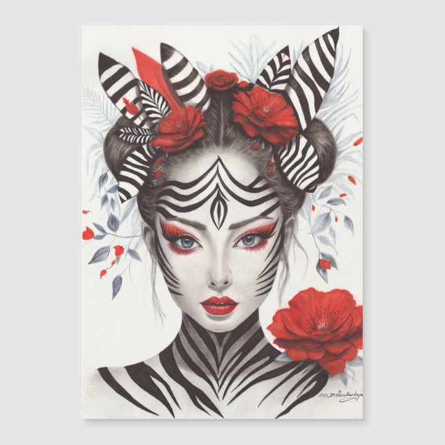 Carte Magnétique Zebra Woman - Pop Art primé (Devant)