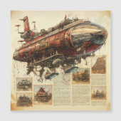 Carte Magnétique Zeppelin Steampunk vintage (11) (Devant)