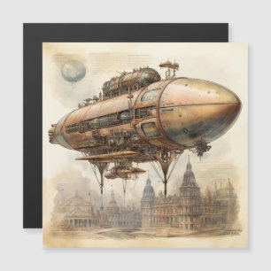 Carte Magnétique Zeppelin Steampunk vintage (12)