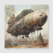 Carte Magnétique Zeppelin Steampunk vintage (2) (Devant)