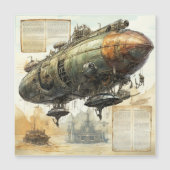 Carte Magnétique Zeppelin Steampunk vintage (8) (Devant)