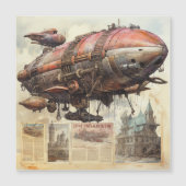 Carte Magnétique Zeppelin Steampunk vintage (9) (Devant)