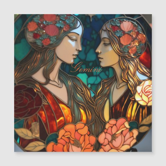 Carte Magnétique Zodiac Gémeaux en verre tendu (Devant)