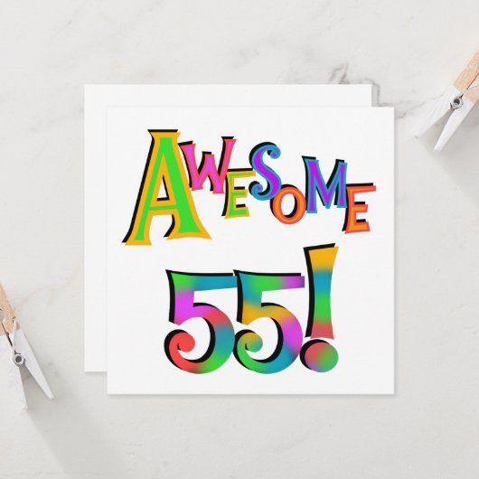 Carte Magnifique 55 T-shirts et cadeaux d'anniversaire (Devant/Arrière en situation)