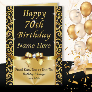 Carte Magnifique Black and Gold Happy 70th Birthday Card