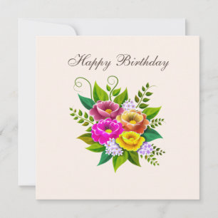 Carte Magnifique Bouquet de Fleurs Colorées