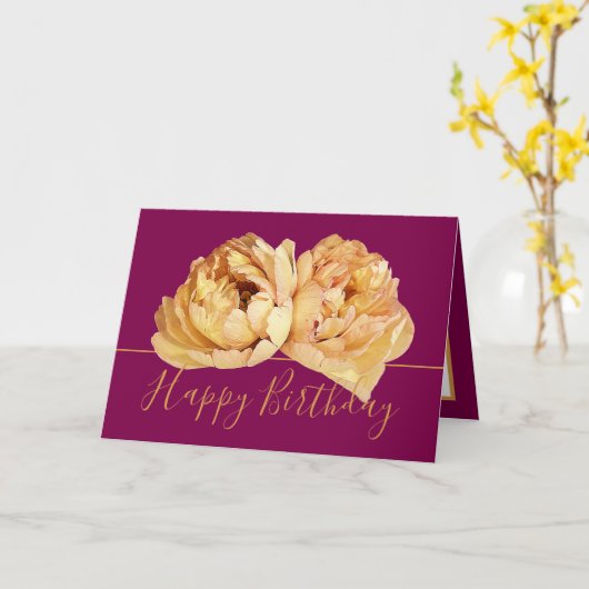 Carte Magnifique bouquet de pivoines chic florales crème (Fleur jaune)