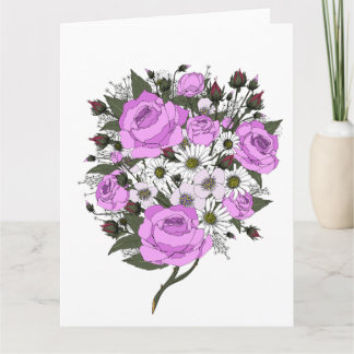 Carte Magnifique bouquet de roses roses 