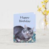 Carte Magnifique Chat Détente Modifiable  (Fleur jaune)