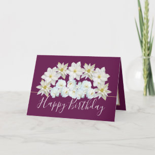 Carte Magnifique Chic Floral Bouquet Blanc Fleur Anniver