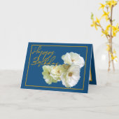 Carte Magnifique Chic Rose Blanc Bouquet Floral Annivers (Fleur jaune)