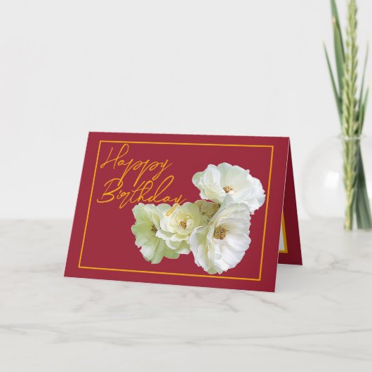 Carte Magnifique Chic Rose Blanc Bouquet Floral Annivers (Devant)