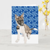 Carte Magnifique chiot Husky Noël Blank (Fleur jaune)