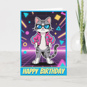 Carte Magnifique Cool Retro Gamer Cat