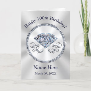 Carte Magnifique Diamant Personnalisé 100e Anniversaire 