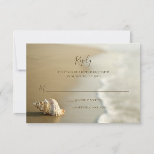 Carte magnifique du mariage de plage de coquillage (Devant)