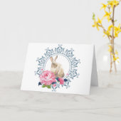 Carte Magnifique lapin de Pâques design (Fleur jaune)