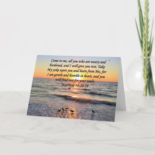 CARTE MAGNIFIQUE MATTHEW 11:28 DESIGN PHOTO SUNRISE (Devant)