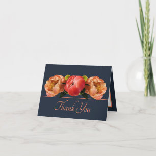 Carte Magnifique Merci de Bouquet Floral de pivoine roug