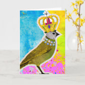 Carte Magnifique oiseau dans un collage couleur couronne (Fleur jaune)