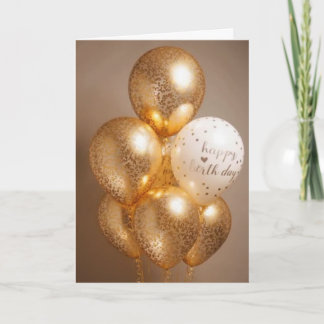 Carte  magnifique or et blanc anniversaire 