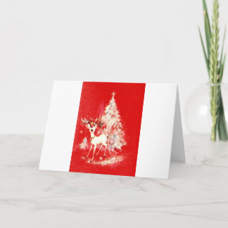 Carte Magnifique Renne Moderne du Milieu du Siècle Vinta