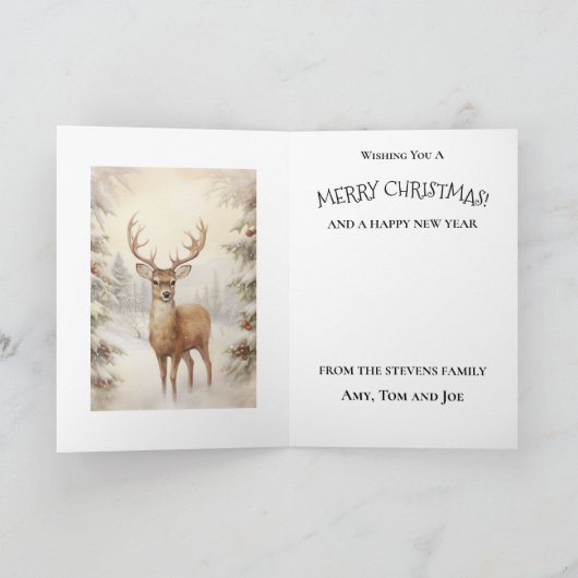 Carte Magnifique style victorien de renne enneigé d'hive (Intérieur)