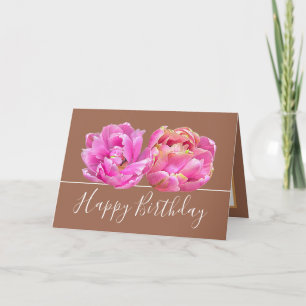 Carte Magnifique Tulipe rose Joli Bouquet floral Anniver