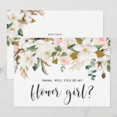 Carte Magnolia à l'aquarelle Cortège de coton Fleur Fill (Devant / Derrière)