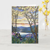 Carte Magnolia and Iris Tiffany Stained Glass Window (Fleur jaune)