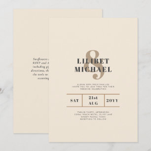 Carte Magnolia Cream Typographie Mariage moderne
