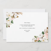 Carte Magnolia en aquarelle Couronne de coton Fleur Fill (Dos)