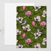 Carte Magnolia en floraison et oiseau de tireur 2 (Devant / Derrière)