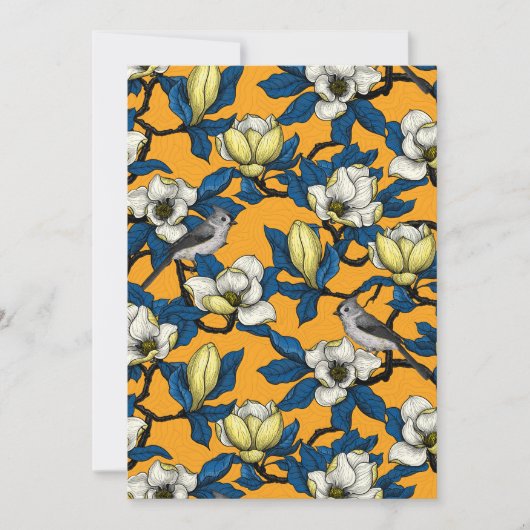 Carte Magnolia en floraison et oiseau de tireur 3 (Devant)