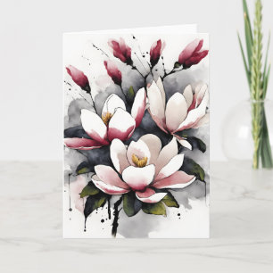Carte Magnolia - Fleurs aquarelles