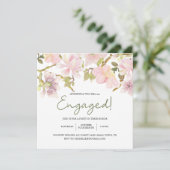 Carte Magnolia rose Blush Floral Élégant Fiançailles (Debout devant)