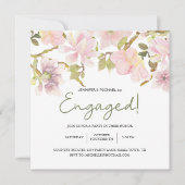 Carte Magnolia rose Blush Floral Élégant Fiançailles (Devant)