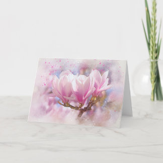 Carte Magnolia rose-pourpre en floraison - Fleur de prin