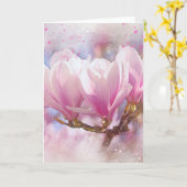 Carte Magnolia rose-pourpre en floraison - Fleur de prin (Fleur jaune)