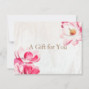 Carte Magnolia rose Rustique Patiné Bois