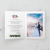 Carte Magnolia rose Vert Mariage Floral Merci (Intérieur)