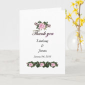 Carte Magnolia rose Vert Mariage Floral Merci (Fleur jaune)