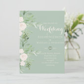 Carte Magnolia Sage Green Mariage Floral Invite (Debout devant)