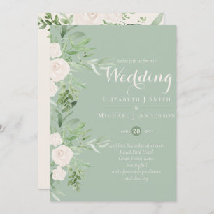 Carte Magnolia Sage Green Mariage Floral Invite