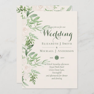 Carte Magnolia Sage Green Mariage Floral Invite