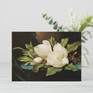 Carte Magnolias géants sur un tissu de velours bleu par 