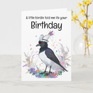 Carte Magpie portant casquette d'anniversaire confetti a
