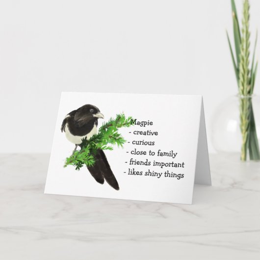 Carte Magpie Totem, Animal Guide Funny Birthday (Devant)