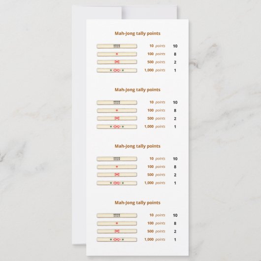 Carte Mah-Jong de pointage - 2 (Dos)