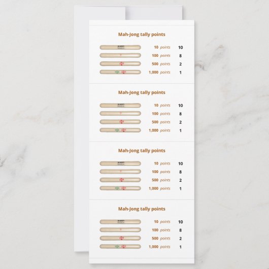 Carte Mah-Jong de pointage - 3 (Devant)